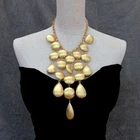 Festoon Necklace Gold Plated Brushed Bead For Women Jewelry Statement Necklace