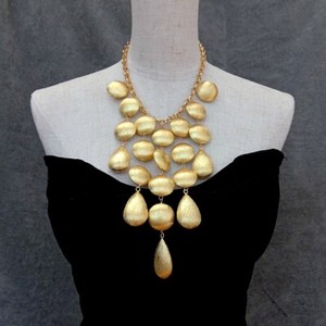 Authentic Festoon Necklace Gold Plated Brushed Bead For Women Jewelry Statement Necklace