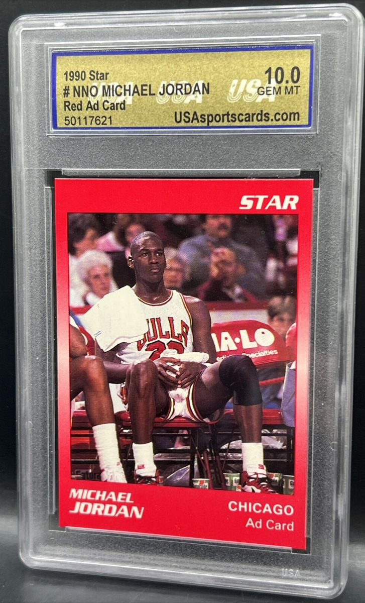 1990 Star Michael Jordan #NNO Red Ad Card USA 10 GEM MINT Chicago