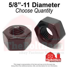 5/8"-11 Grade 2H Structural Heavy Hex Nuts Plain Coarse Thread (Pick Quantity)