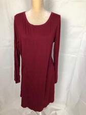 iliad USA Women's Red Comfy Casual Long Sleeve Loose Swing T Shirt Dress Sz 2XL