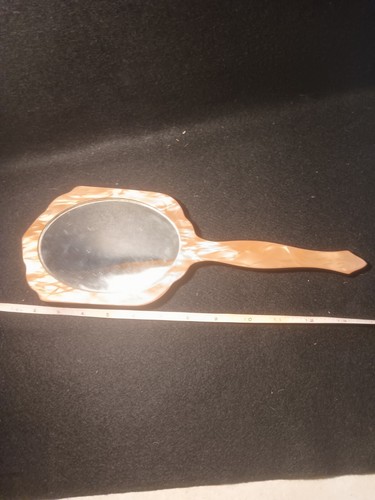 Bakelite/ Lucite? 15 Inch Hand Vanity Mirror - Picture 5 of 5