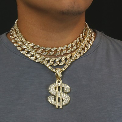 14k Gold Plated Money Sing Pendant with 