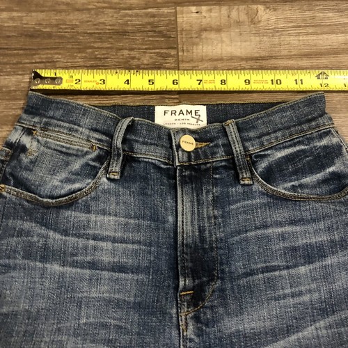 FRAME Denim Ale Pencil Skirt 24 Weir Wash Blue Jeans Front Slit Pockets - Picture 5 of 9