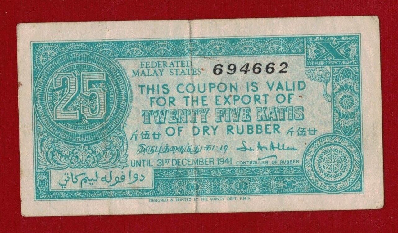 1941 Malay States Rubber Export 25 Milwaukee Mall Katis 694662 Mail order cheap Coupon