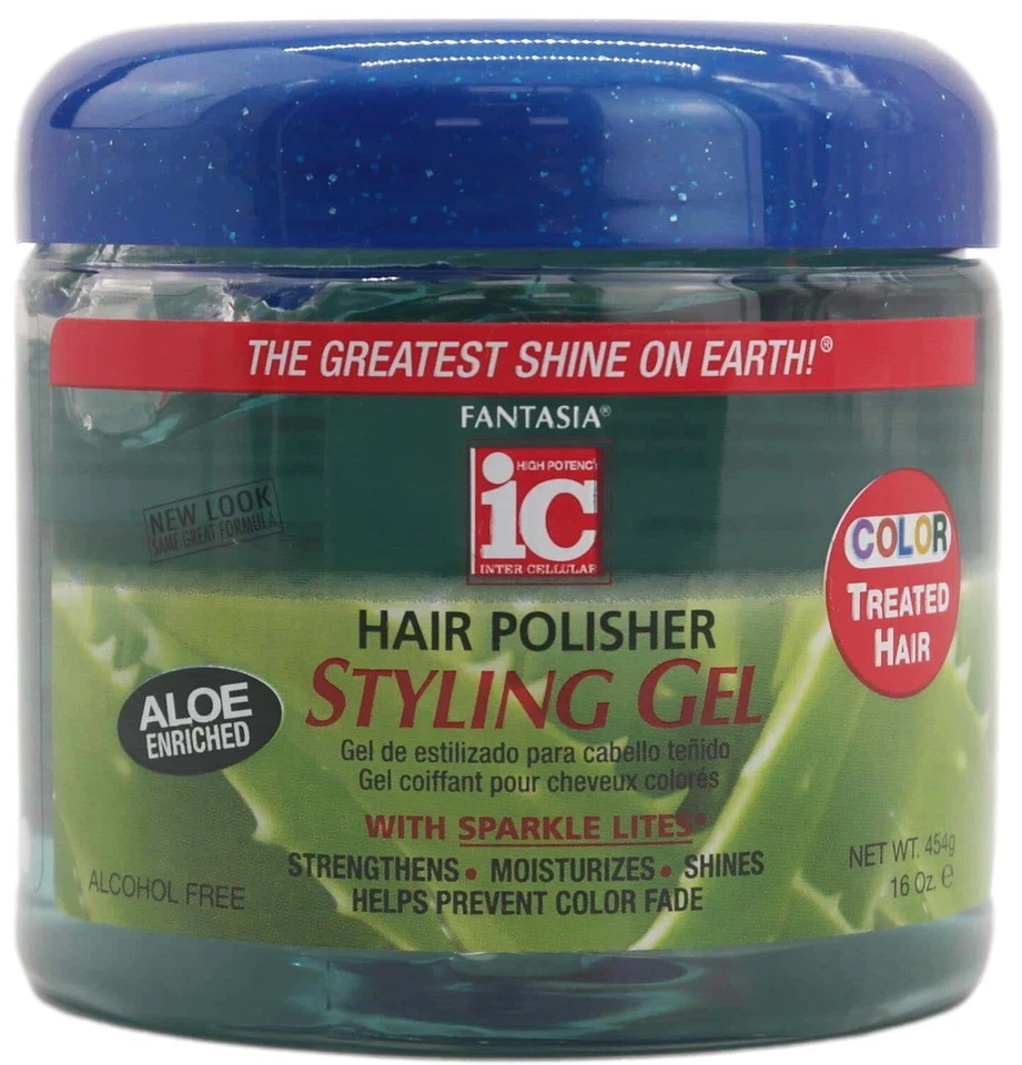 Paquete de 2 gel de peinado pulidora de cabello IC Fantasia para aloe de cabello tratado con color 16 oz Foto 2 de 2