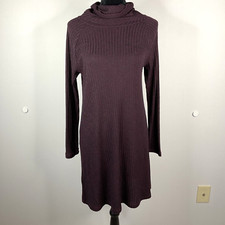 BCBGeneration Sweater Dress Ribbed Stretch Womens Small Turtle Neck Maroon Red