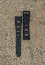 (2SET) AQUA GS Vintage Diver TROPIC Style Black RubbeR Watch Band Strap 20MM