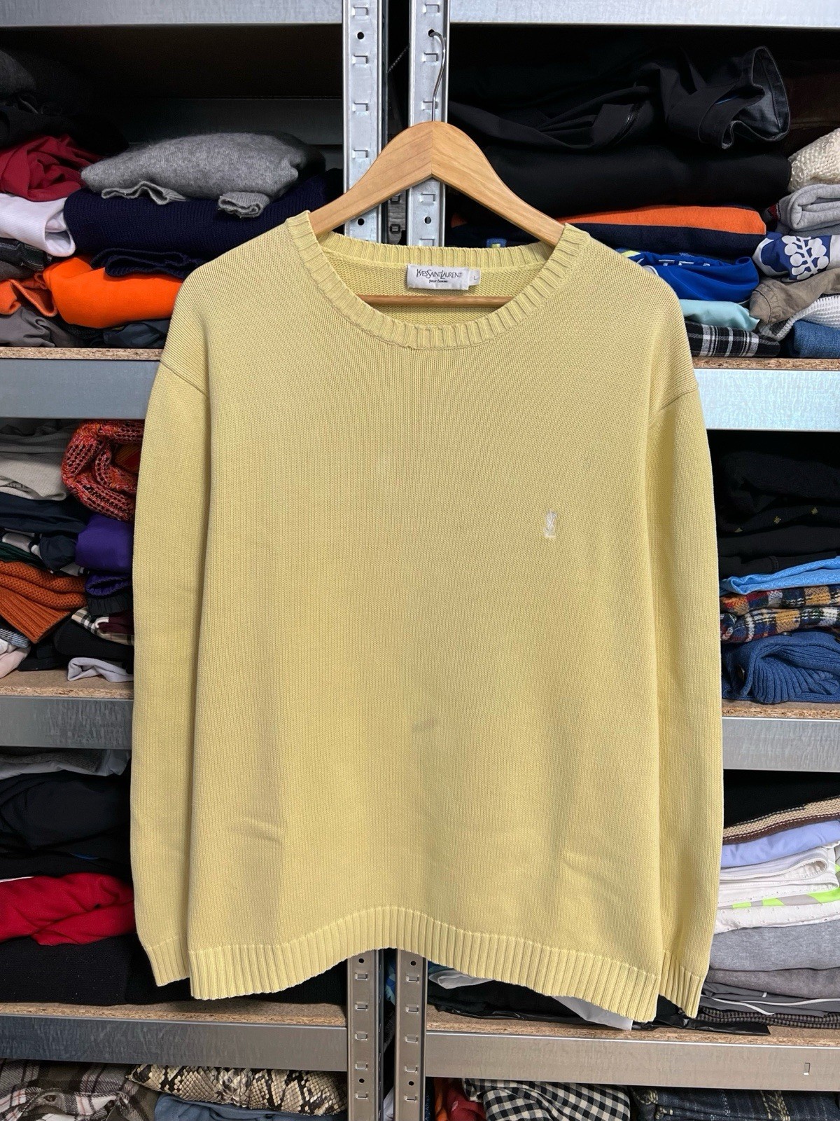 Yves Saint Laurent Maglione Pullover Maglione Cotone Maglia Girocollo Uomo Tg L YSL