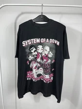 Vintage System Of A Down XL Band Tee – Cartoon Style Graphic, Double-Sided Print