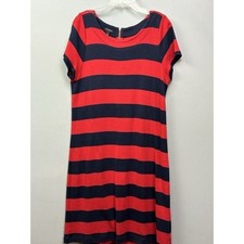 Talbots Striped Dress Womens Large Red Blue Exposed Zipper Nautical Preppy