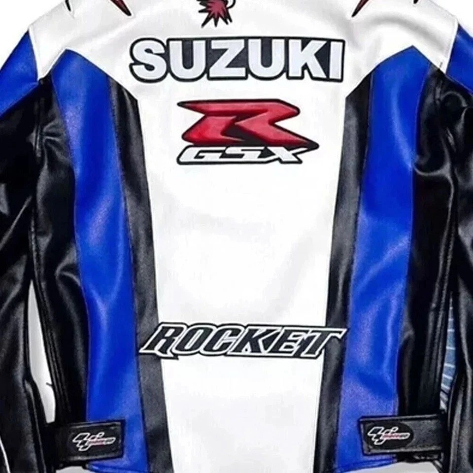 Suzuki GSXR Biker Motorcycle Leather Jacket Motorbike Sports