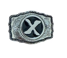 Vintage PEWTER IRON CROSS BELT BUCKLE 3.5x 4  