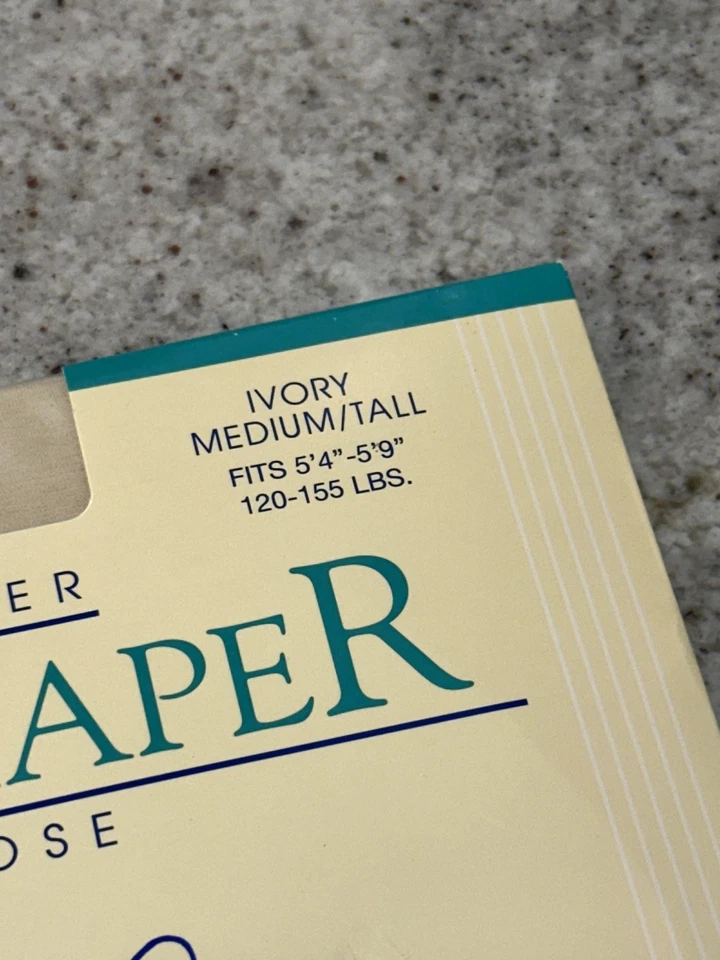 NOS Kathie Lee BodyShaper Pantyhose Silky Sheer Ivory Medium Tall Control Top - Image 3 of 3