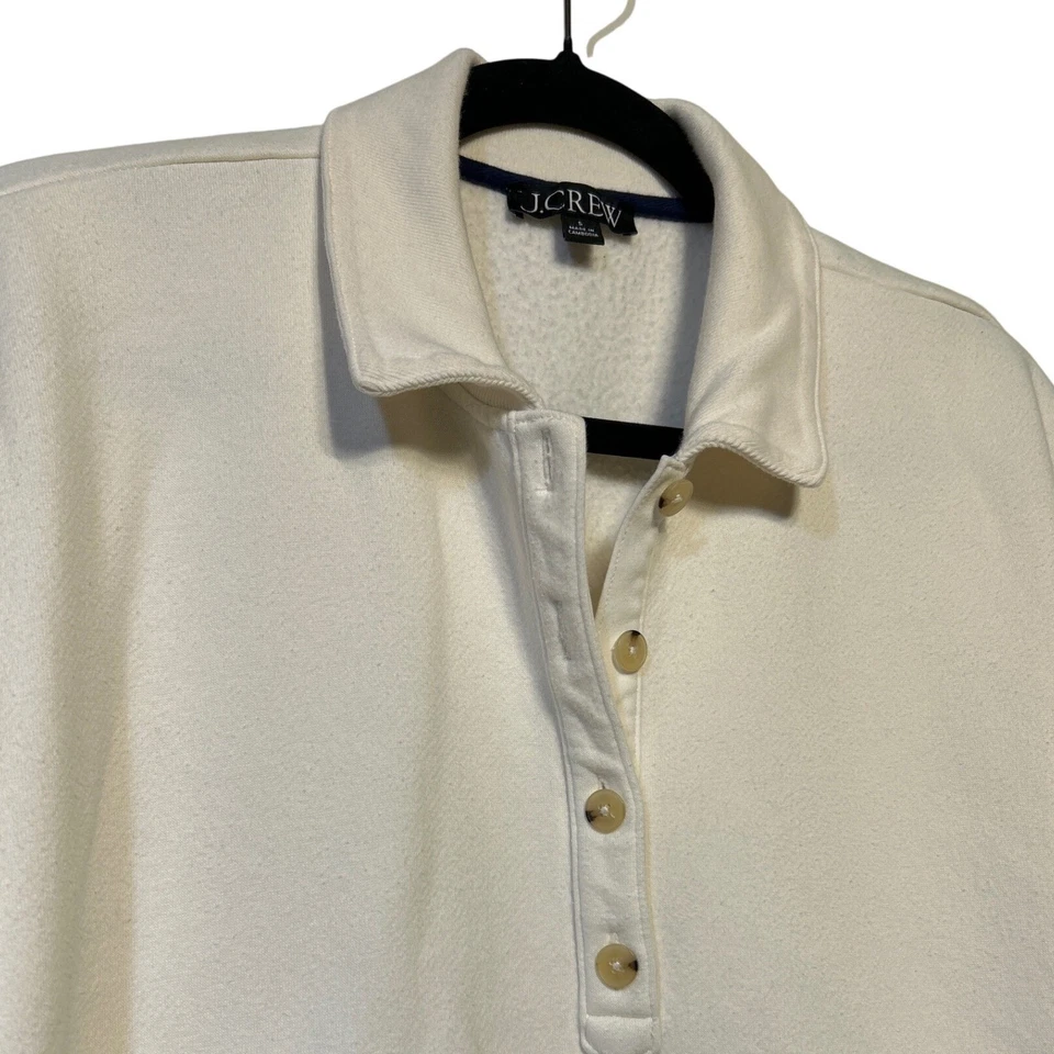 Sudadera polo polar J Crew Heritage marfil para mujer talla pequeña usada en excelente estado Foto 2 de 4
