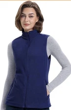 Women's Navy Fleece Vest Size L Lightweight Warm Polar SoftOuterwear 33,000ft