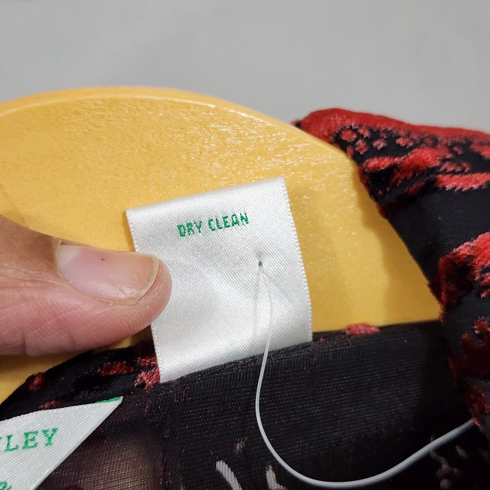 Blusa Top Vintage Laura Ashley Rojo Sangre de Buey Terciopelo Burnout Seda Grunge Gótica 1X Foto 4 de 4