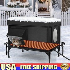 Weatherproof Heated Outdoor Cat House Insulated Shelter W/ Escape Door New