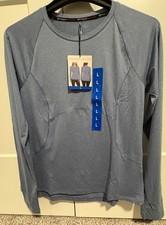 Spyder Active Top Women Size LARGE BLUE Long Sleeve Zipper Pocket Stretch NWT 