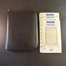 FRANKLIN COVEY BLACK LEATHER ZIP PLANNER 7 Rings 1996 23705BD.191 USA Classic