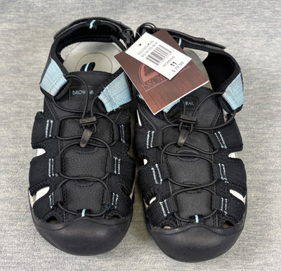 Brown Oak Sandals Womens 11 Black Light Blue Closed Toe Water Hiking BO-W100-BLK