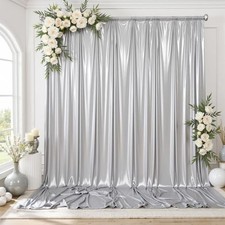 gogoparti 10x10FT Silver Sequin Backdrop Curtain - 2 Panels of 5x10FT Wrinkle...