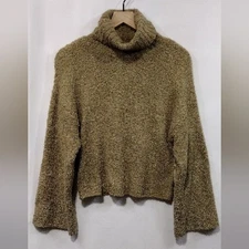 New Urban Outfitters Fluffy Turtleneck Sweater Womens S Tan Casual Comfy Retro