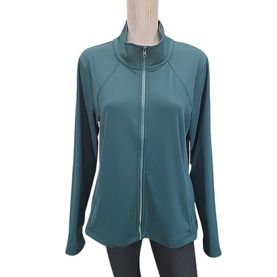 Isabella Womens Long Sleeves Zip Front Active Jacket Zip Pockets X-Large Green