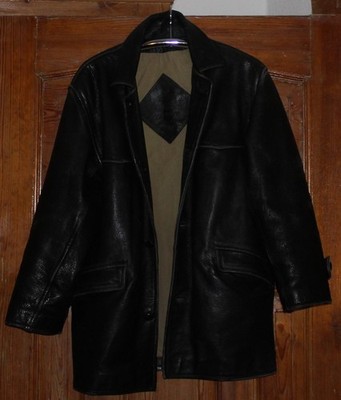 Skins The Leather Company Vintage Leather Car Coat Lederjacke Schwarz XL-2XL-L-M