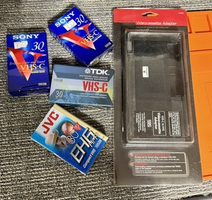 Lot of 4 VHS-C tapes and VHS Adapter