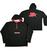 Starter Jacket Pullover Half Zip Men's Size XL Black/Red Bred Coat 019MN006