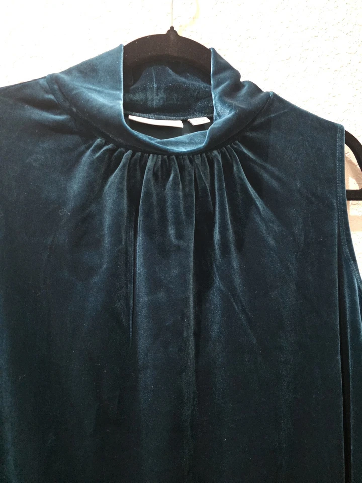 Susan Graver Size 1X Top Velvet Teal Sleeveless Mock Turtleneck Tank Plus EUC - Image 2 of 4