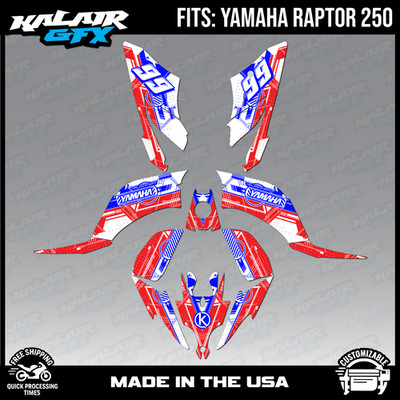 Graphics Kit for YAMAHA RAPTOR 250 ALL YEARS Future Series - Red 16 Mil