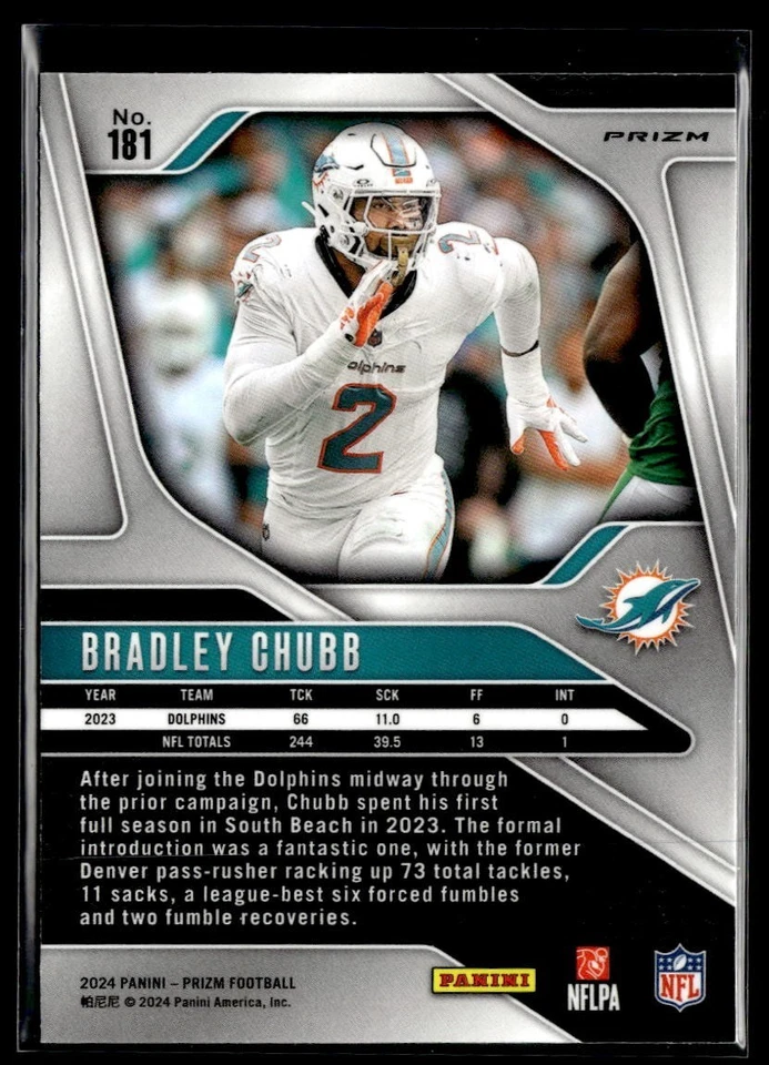2024 Panini Prizm Football Green Pulsar #181 Bradley Chubb - Image 2 of 2