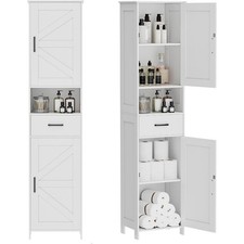 Tall Bathroom Storage Cabinet with 2 Barn Doors and 1 Drawer,Narrow Storage Unit