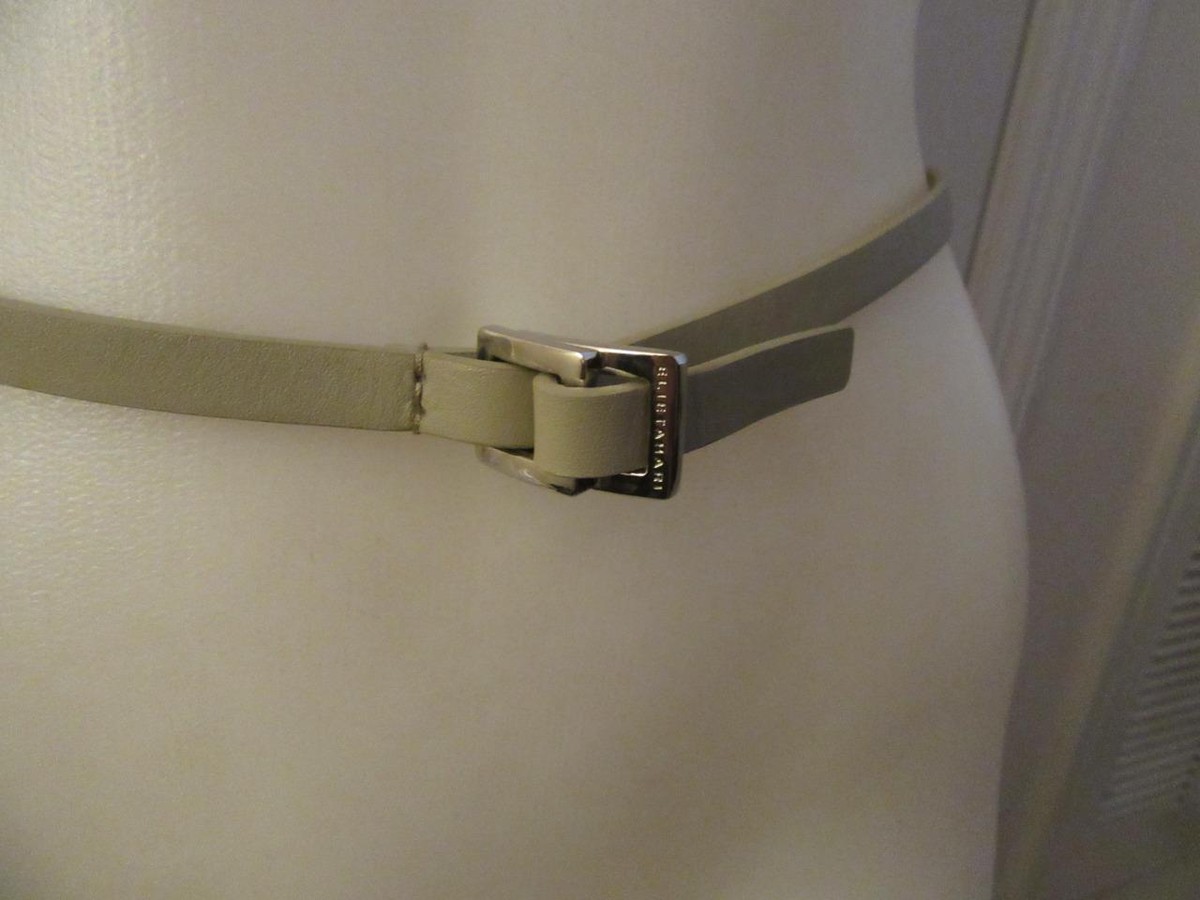 ❤️ Elie Tahari Silver and Grey Leather Belt The Little Vintage Shop by FilipinaZ | Chic Elie Tahari  main image 3