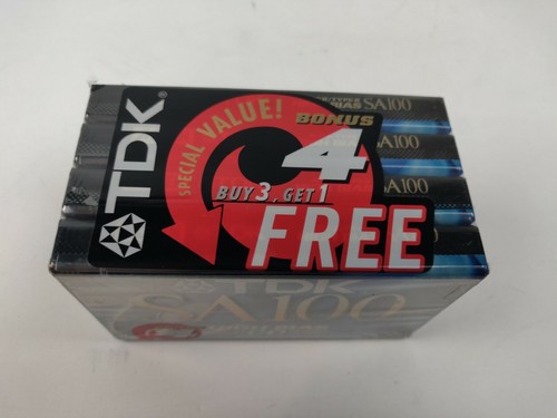 TDK SA100 High Bias Cassette Tapes Pack of 4 New Sealed - Picture 3 of 4