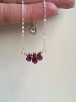 Designer Sterling Silver Garnet Necklace Tiny Handmade January Birthstone Gift Designer Sterling Silver Garnet Necklace Tiny Handmade January Birthstone Gift