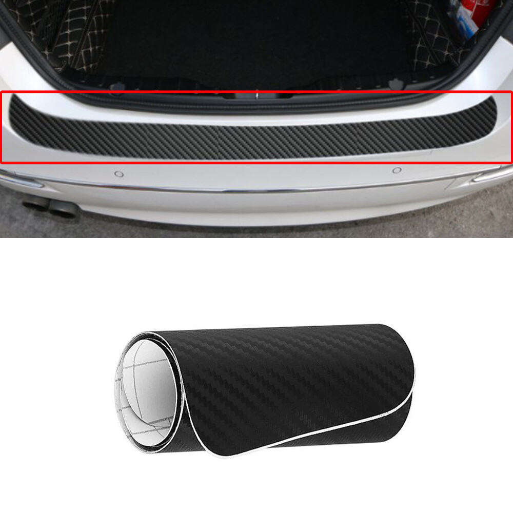 Carbon Fiber Car Rear Bumper Trunk Protector Corner Trim Sticker 100cm x 9cm