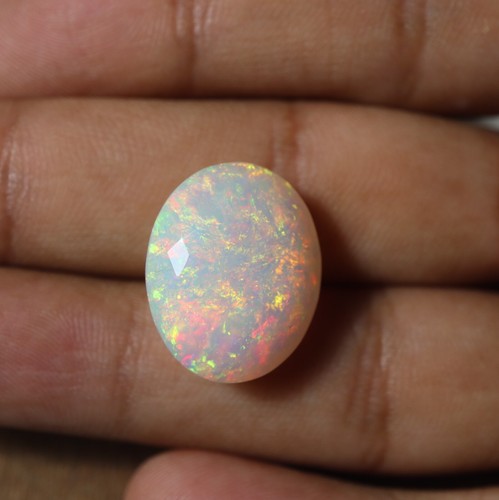 12.5 Cts Natural High Quality Multi Flashy Fire White Opal Oval Cut 19.4x15.8 MM - Picture 4 of 12