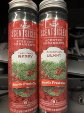 Scentsicles Christmas Berry Scented Ornaments 2 Tubes 12 Fresheners & Hooks New
