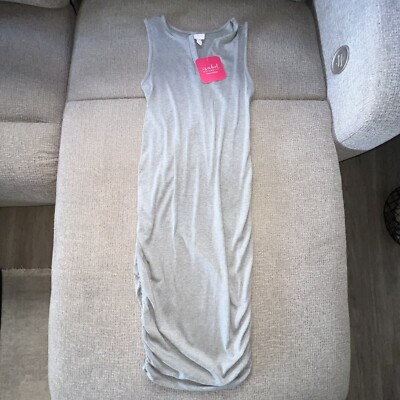 Isabel Maternity gray Sleeveless Rib Henley Maternity Dress size extra small
