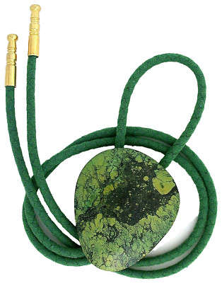 149.65 Carat Green Black Spiderweb Turquoise Cabochon Cab Bolo Tie TA41/91224