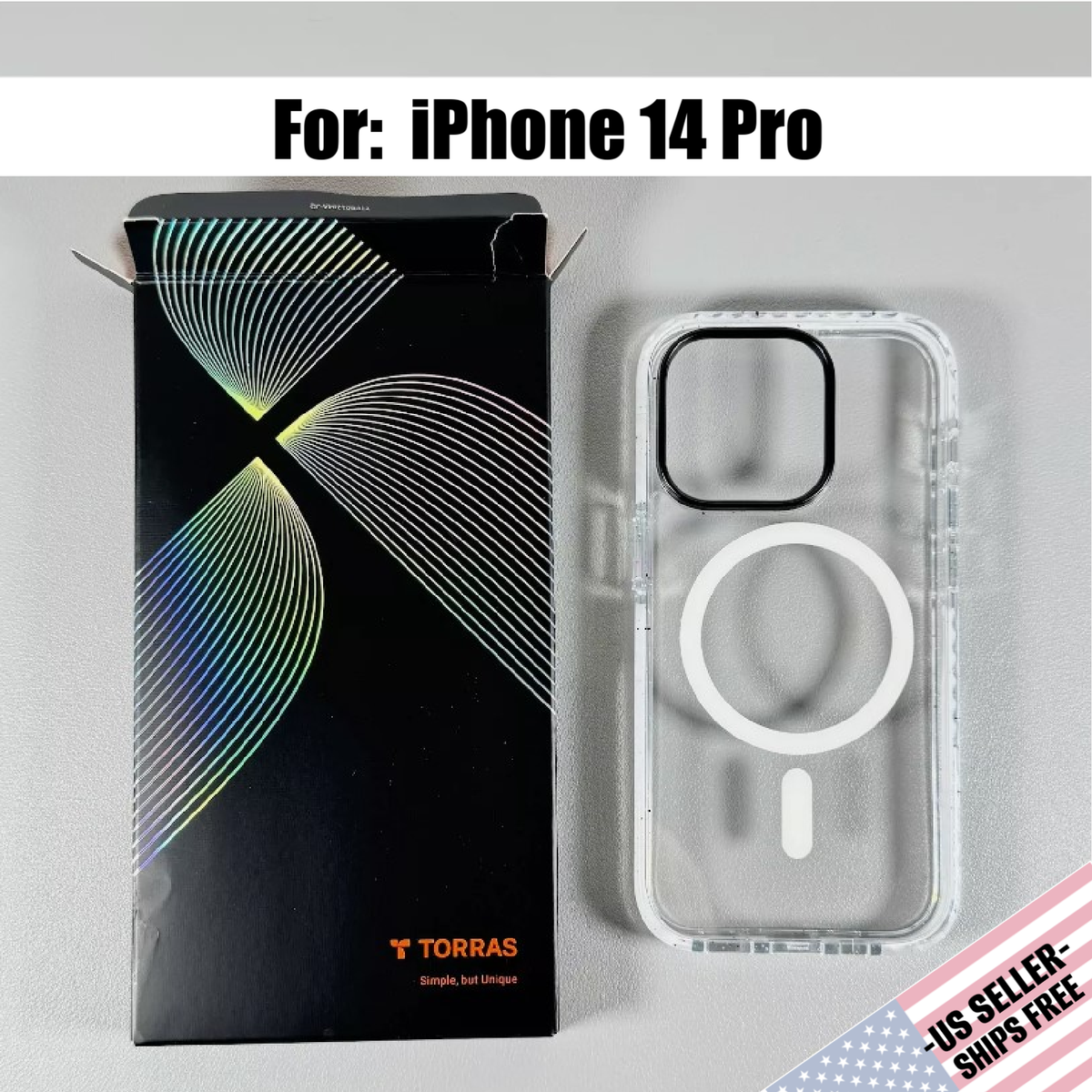 TORRAS Case for iPhone 14 Pro - Diamond Clear w/Glittery White