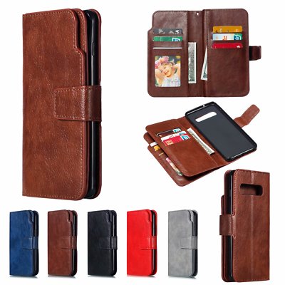 Solid color Flip Leather Wallet  9 card packs Stand Cell Phone Accessories Case