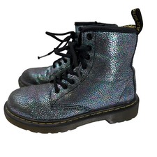 Dr. Martens Kids Size 1Y Delaney Sparkly Combat Glitter Zip Lace Up Boots
