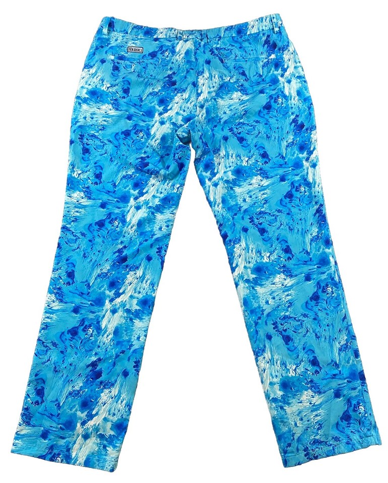 Hreski Chino Golf Pants Men’s 42X32 Blue Splatter Oceanic Artsy
