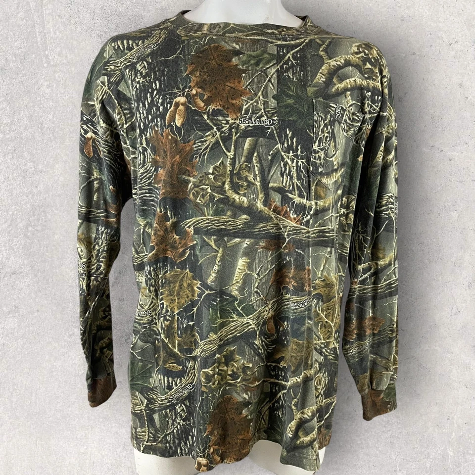 Cabelas Shirt Mens 2XL Seclusion Camo 3D Hunting Pullover Military Camp 1440 - Image 2 of 4