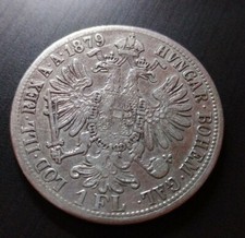 1879  1 Florin Hungary Austria dukat Silver silber Francz coin coins _ № 2635