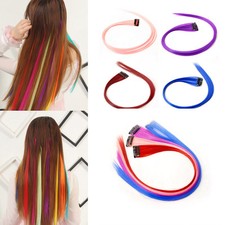 1 Streak 20" Synthetic Straight Hair Piece 1 Clip In Extensions 12 Colors